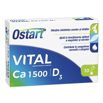 Supliment alimentar Ostart Vital Ca 1500 + D3, 10 plicuri Supliment alimentar Ostart Vital Ca 1500 + D3, 10 plicuri