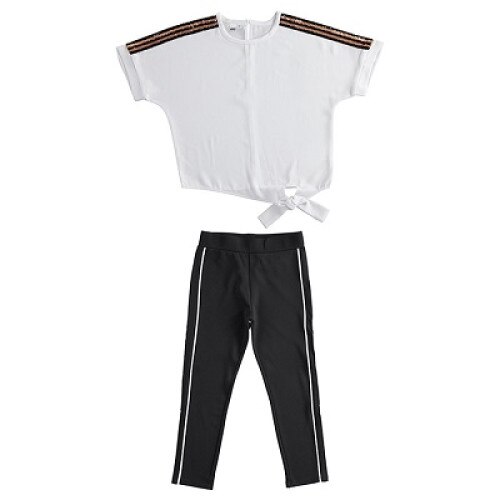 Compleu fete Ido alb cu negru cu paiete