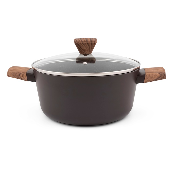 Тенджера с мраморно покритие Luigi Ferrero BRUGGE FR-2412WH, 24 cm, 4.3 литра, Индукция, Черен