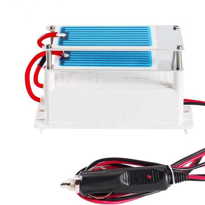 Озонатор за автомобил Homesek, 12V10g, С керамичен елемент, Бял