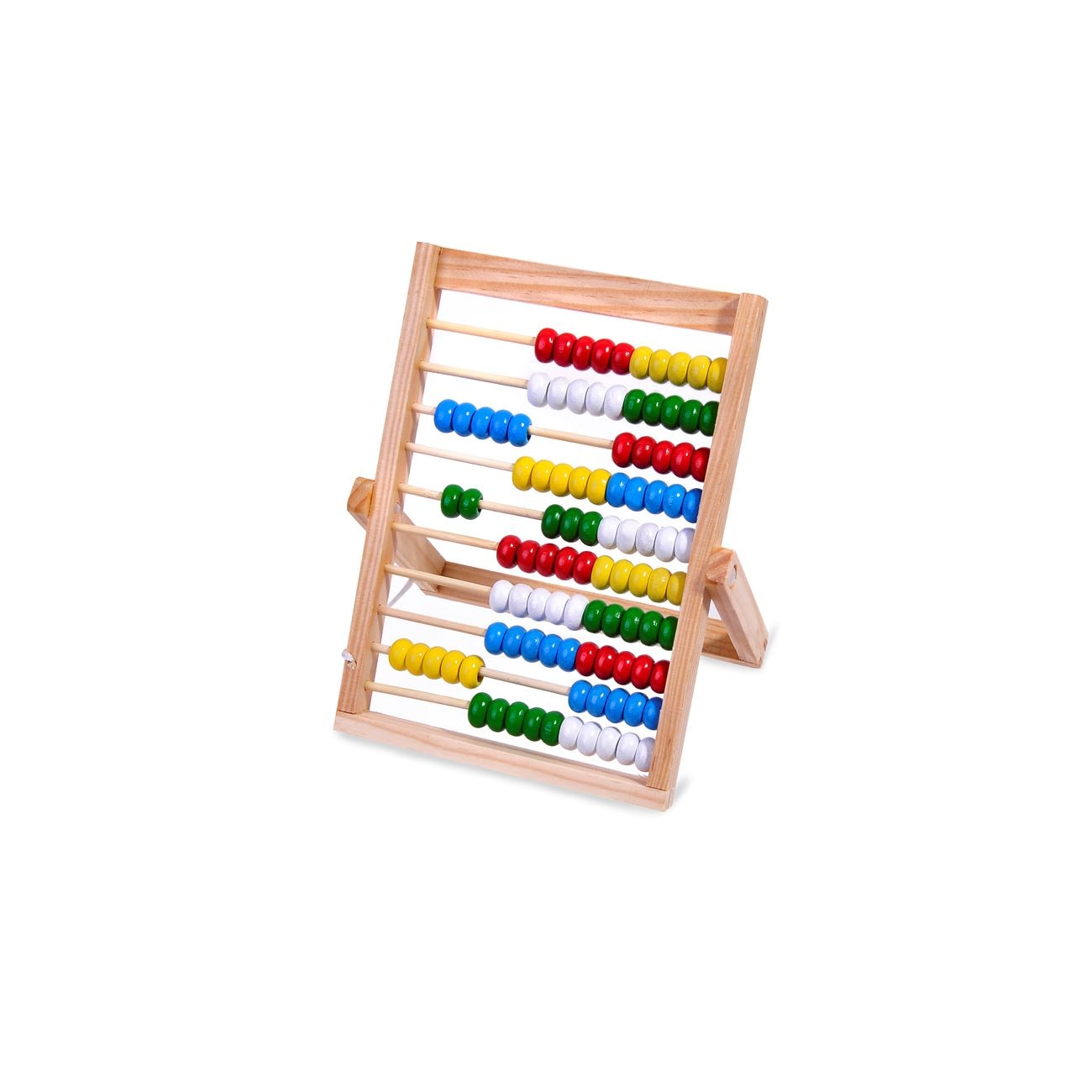 Numaratoare Abac, Zola®, din lemn, cu 10 randuri multicolore si picior de sustinere