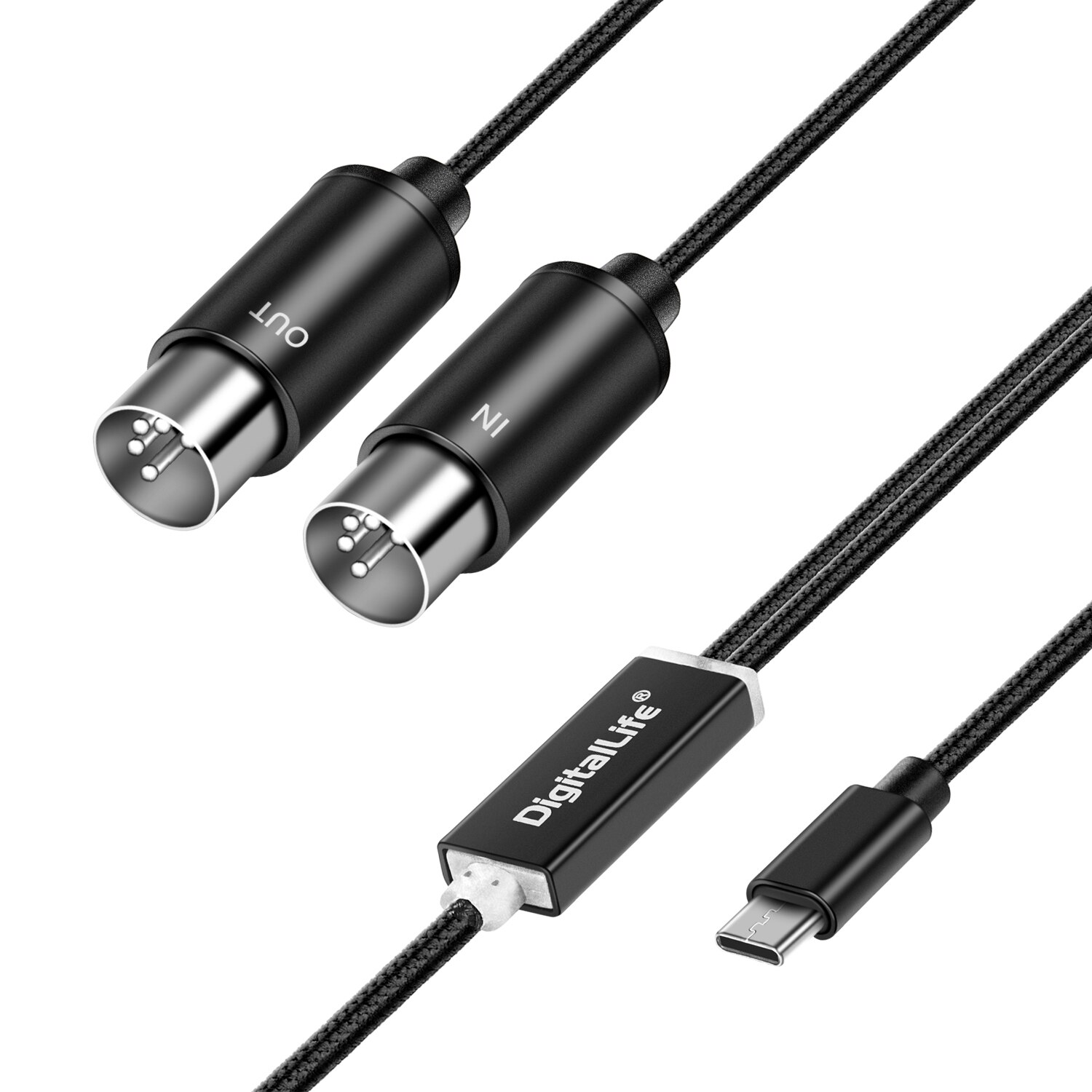 Interfata USB Type-C MIDI,Digitallife,MD1002,1-IN-1-OUT,Metal,Negru ...