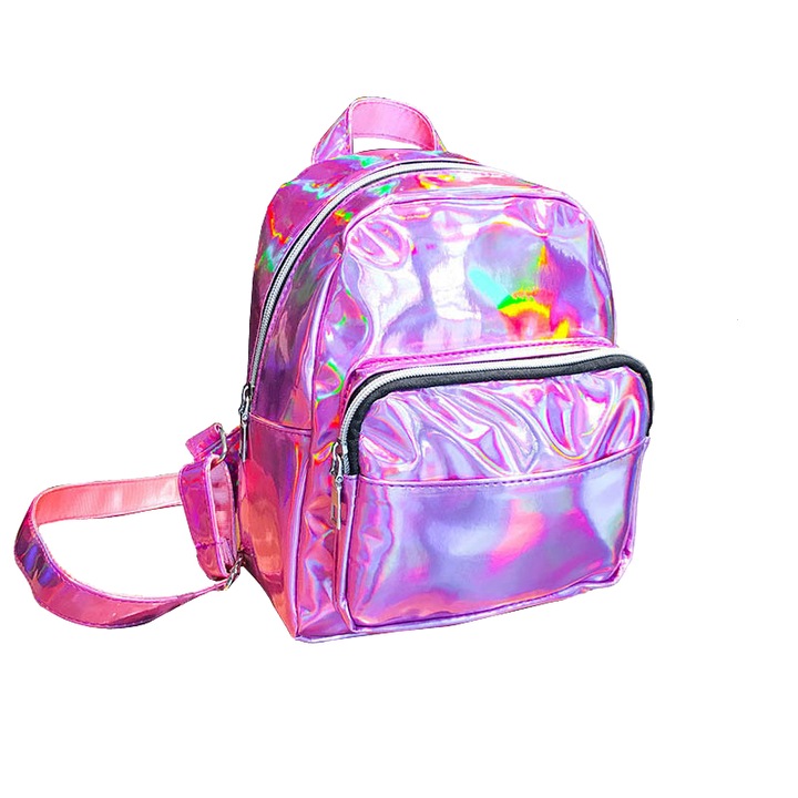 Holografikus hátizsák, alkalmi vagy iskolai, nőknek vagy lányoknak, rózsaszín, Bonus ceruza