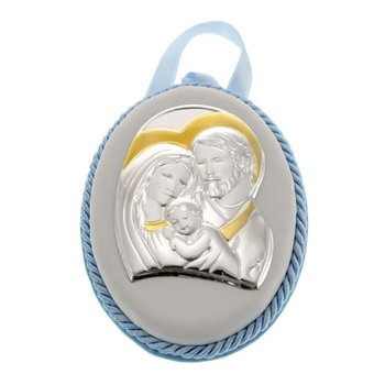 Iconita Ovala Sfanta Familie Albastru 9x12 cm Iconita Ovala Sfanta Familie Albastru 9x12 cm