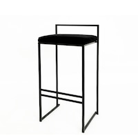 Scaun insula bucatarie Still mad, modern, metal/catifea, negru, 35 x 35 x 64