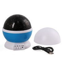 Lampa de veghe pentru copii, LED, USB, Model stele, 360 grade, Alb/Albastru