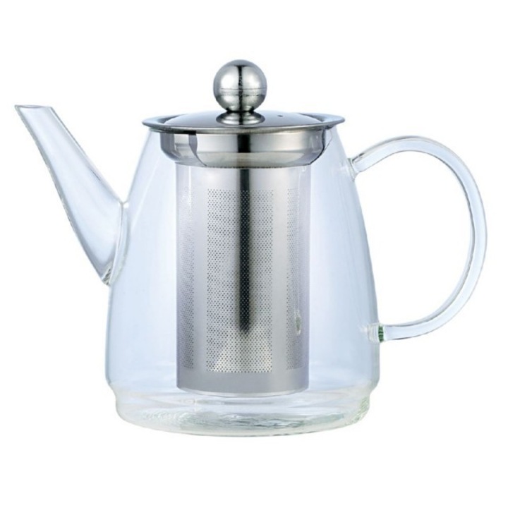 Ceainic din sticla cu sita din inox KingHoff, 600 ml