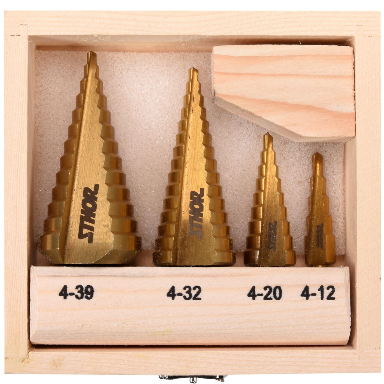 Set 4 burghie pentru metal, in trepte, Sthor 22617, dimensiune 4-39 mm, HSS