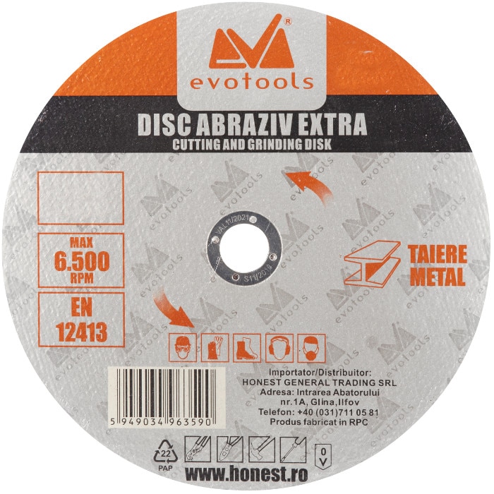 Disc Abraziv A46 Metal EvoTools, Diametru 180 mm, Grosime 1.6 mm