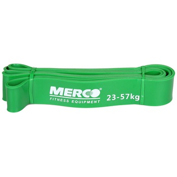 Banda elastica din latex durabil, Merco Force Band, circumferinta 208cm, verde, rezistenta 23-57 kg Banda elastica din latex durabil, Merco Force Band, circumferinta 208cm, verde, rezistenta 23-57 kg