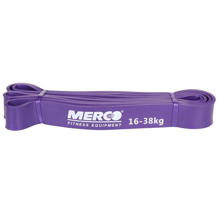Фитнес ластик от издръжлив латекс, Merco Force Band, обиколка 208 см, лилав, устойчивост 16-38 кг