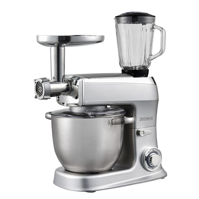 Robot de bucatarie 3in1 Royalty Line RL-PKM2100.7BG, Putere 2100W, Capacitate 7.5 Litri, Blender, Mixer Planetar, Tocator, Gri
