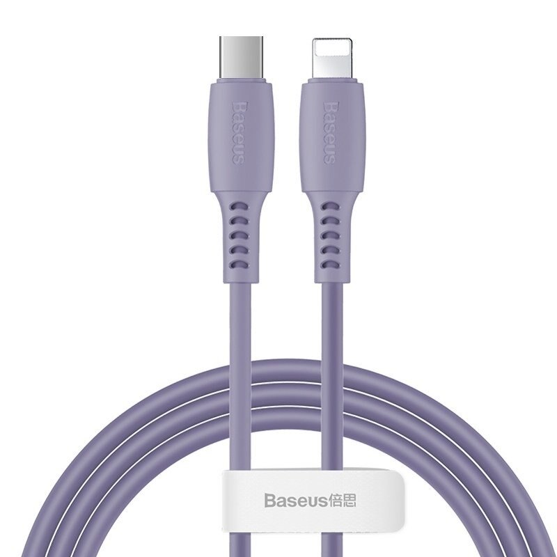 Cablu de date Baseus Colourful, USB-C To Lightning (iPhone), 18W, 1.2 m, Mov