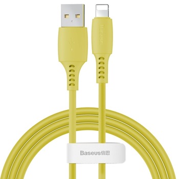 Cablu de date Baseus Colourful, USB To Lightning (iPhone), 2.4A, 1.2 m, Galben Cablu de date Baseus Colourful, USB To Lightning (iPhone), 2.4A, 1.2 m, Galben