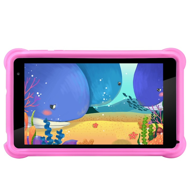 qunyiCO Y7 Gyerek táblagép, 2 GB RAM, 32 GB, Wi-Fi, 7 "képernyő, Szemvédelem, Rózsaszín