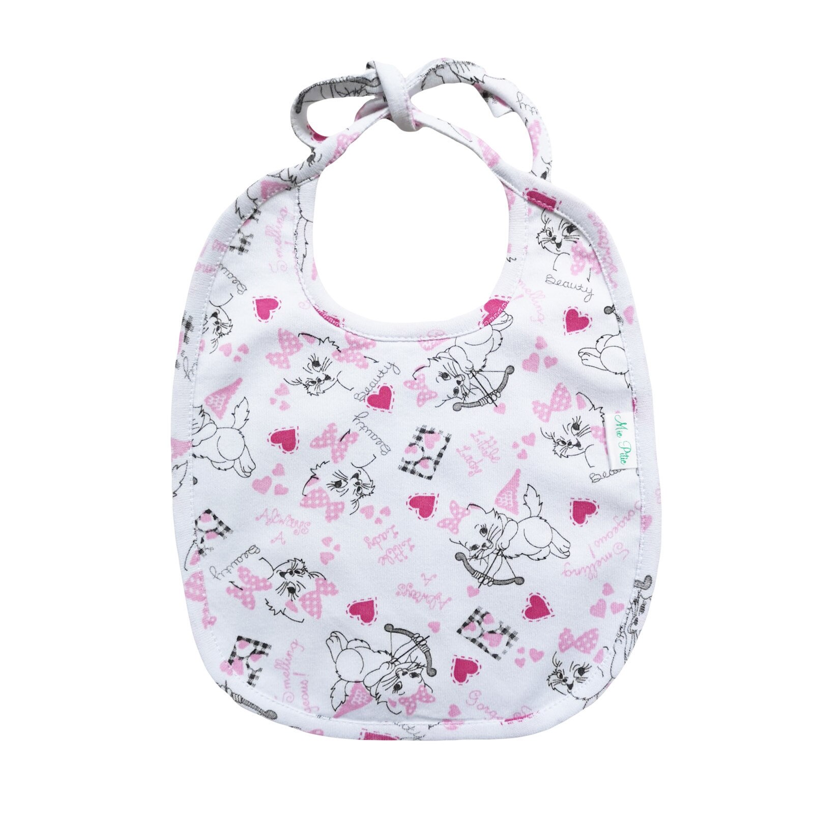 Baveta Mic Pitic B25 din bumbac si strat impermeabil, 0 - 1 ani, roz