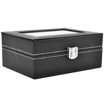 Cutie caseta 4 ceasuri, bijuterii, Quasar & Co., piele ecologica, negru, 21 x 10.9 x 8 cm Cutie caseta 4 ceasuri, bijuterii, Quasar & Co., piele ecologica, negru, 21 x 10.9 x 8 cm