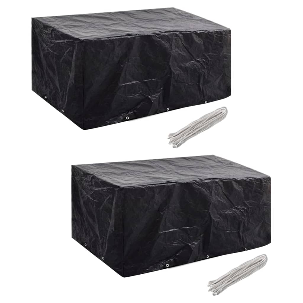 Husa mobilier gradina 2 buc cu 10 ocheti set poliratan vidaXL, Plastic, 240 x 140 x 90 cm, Negru
