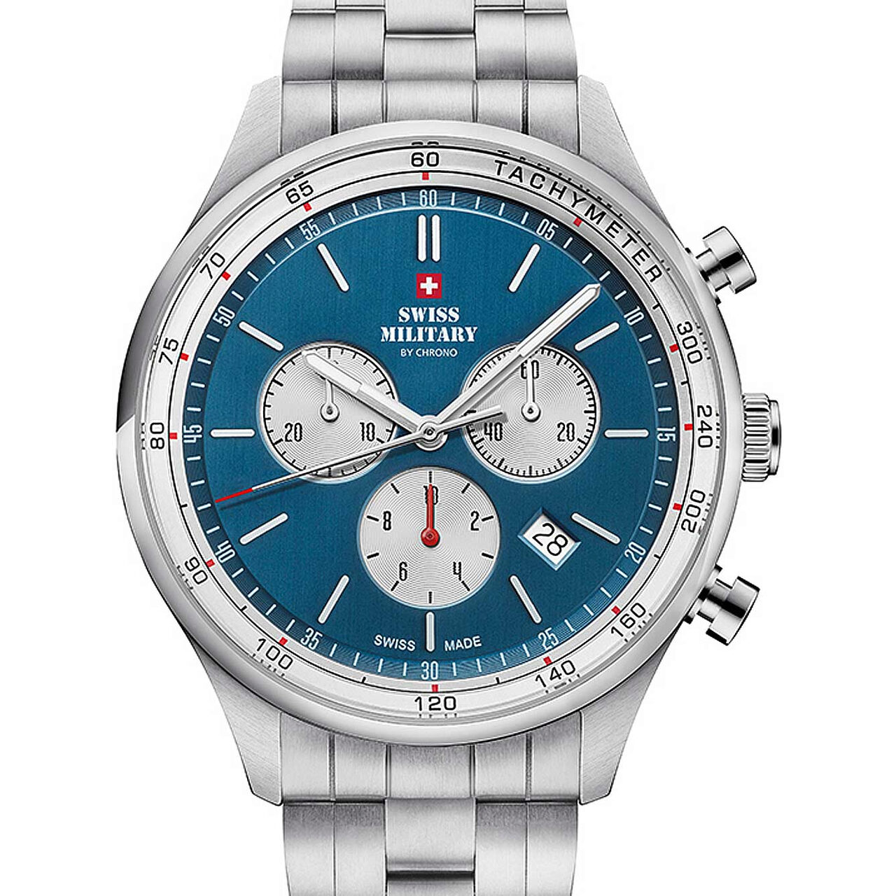 Ceas barbatesc Swiss Military SM34081.03, Quartz, 42mm, 10ATM, Argintiu