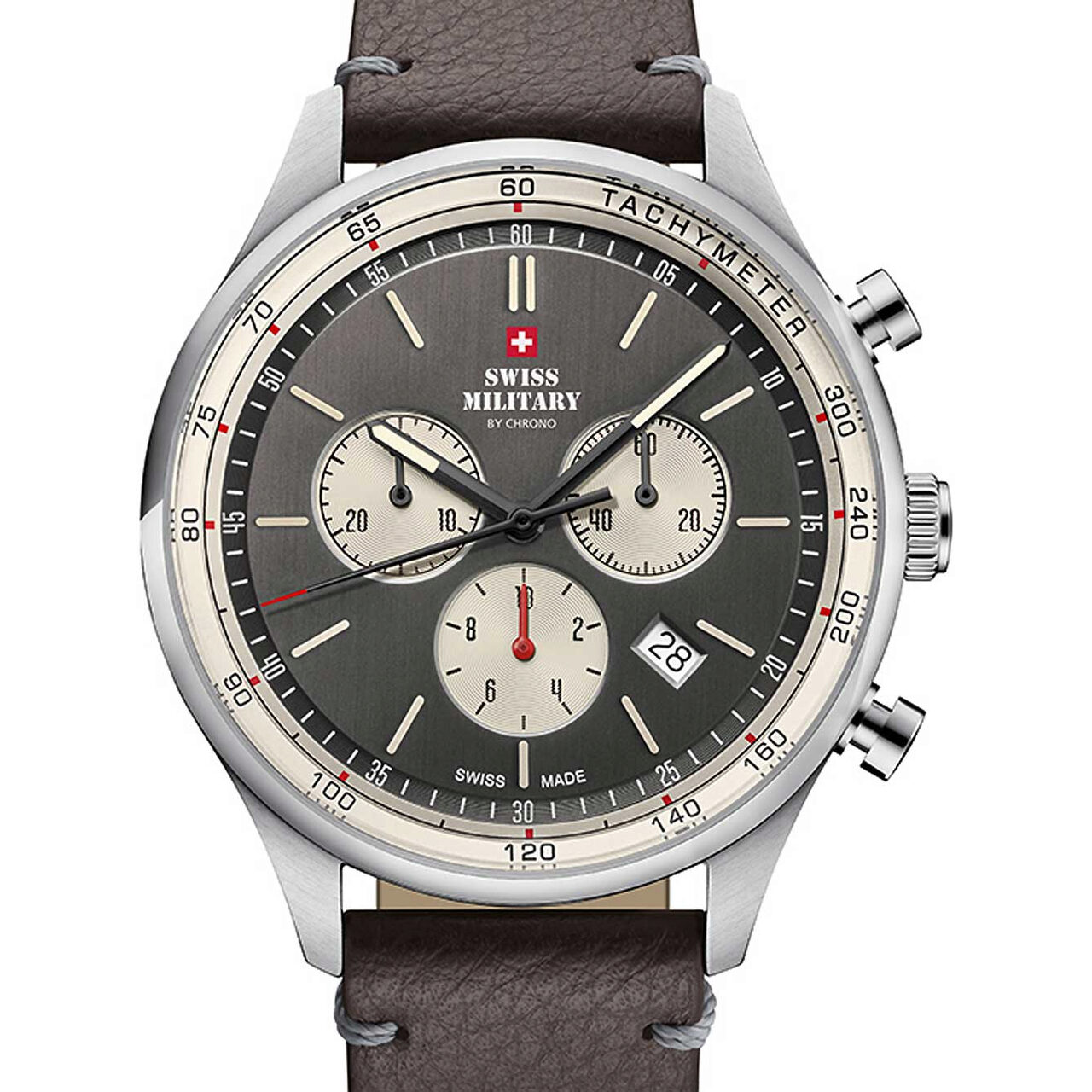 Ceas barbatesc Swiss Military SM34081.12, Quartz, 42mm, 10ATM, Argintiu