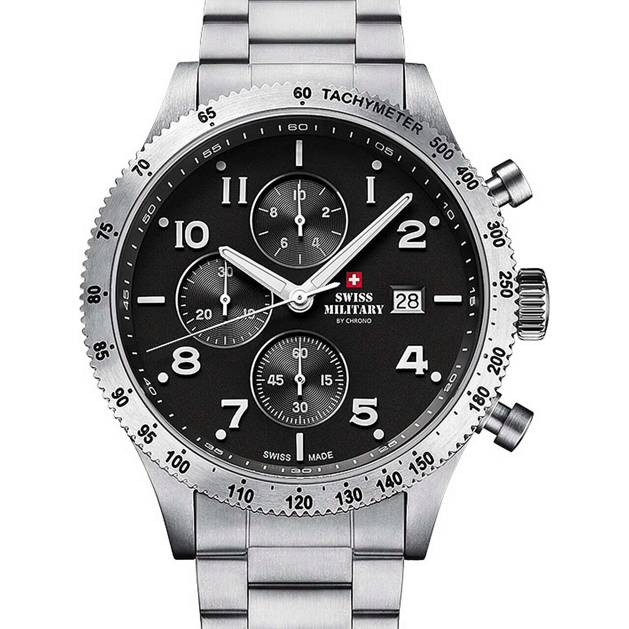 Ceas barbatesc Swiss Military SM34084.01, Quartz, 42mm, 10ATM, Argintiu