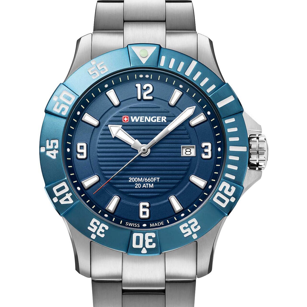 Ceas barbatesc Wenger 01.0641.133, Quartz, 43mm, 20ATM, Argintiu