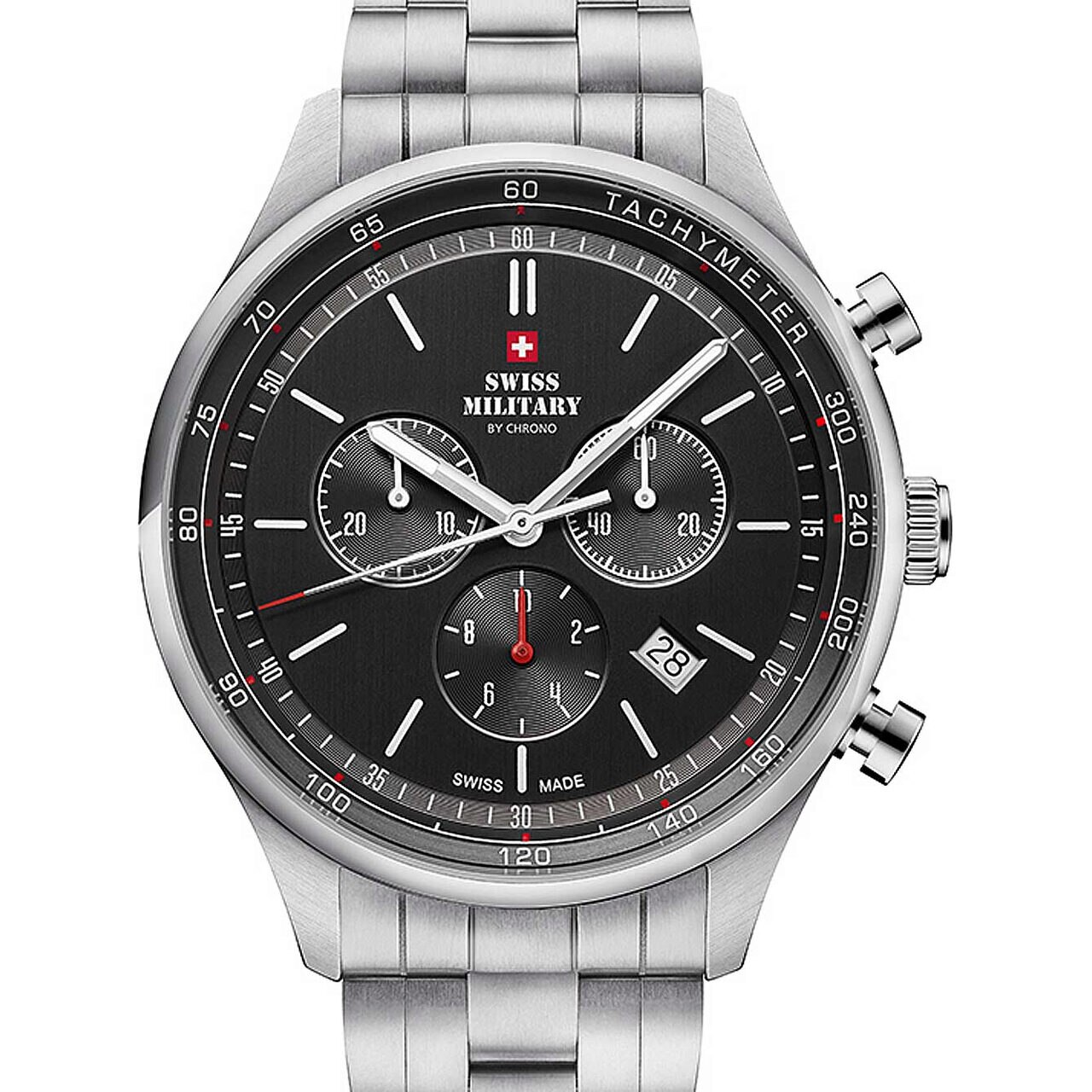 Ceas barbatesc Swiss Military SM34081.01, Quartz, 42mm, 10ATM, Argintiu