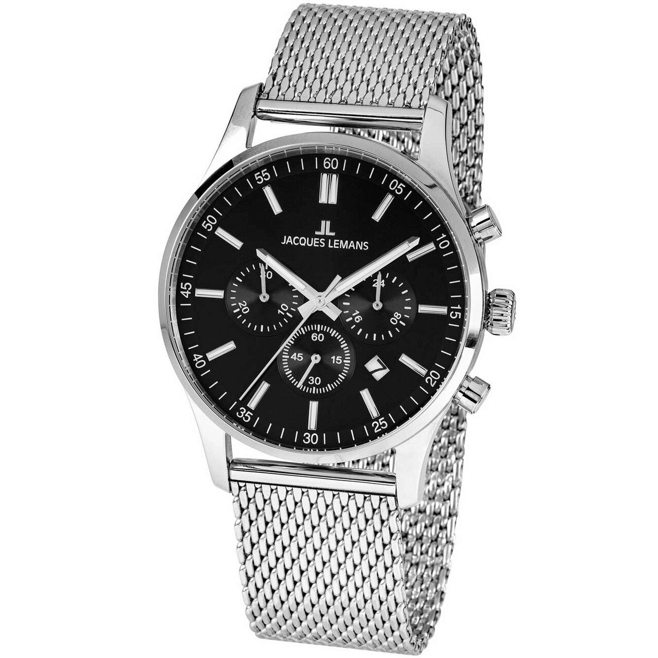 Ceas barbatesc Jacques Lemans 1-2025F, Quartz, 42mm, 10ATM, Argintiu