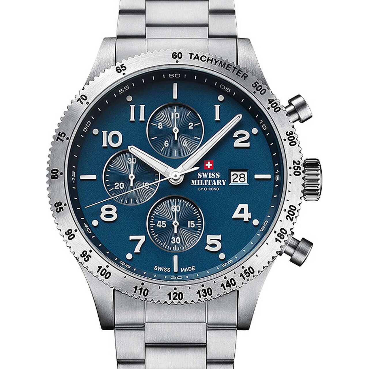 Ceas barbatesc Swiss Military SM34084.02, Quartz, 42mm, 10ATM, Argintiu