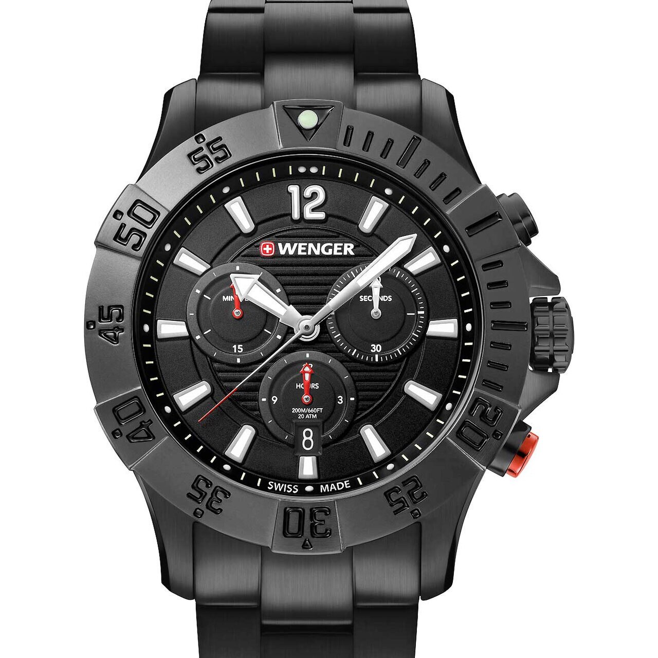 Ceas barbatesc Wenger 01.0643.121, Quartz, 43mm, 20ATM, Negru