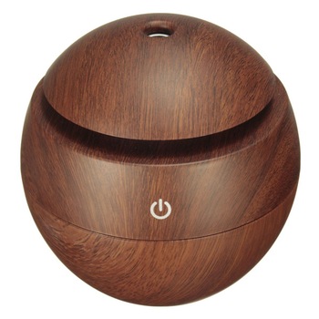 Umidificator cu led, rotund, culoare mahon, 130 ml Umidificator cu led, rotund, culoare mahon, 130 ml