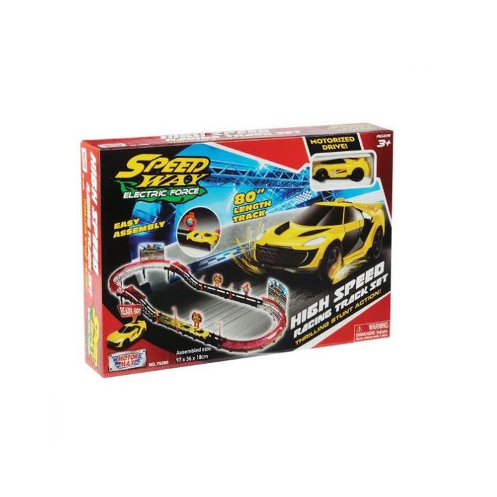 Set de joaca cu 1 masinuta High Speed Racing Track Motormax