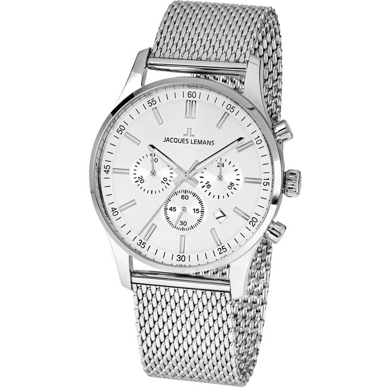 Ceas barbatesc Jacques Lemans 1-2025G, Quartz, 42mm, 10ATM, Argintiu