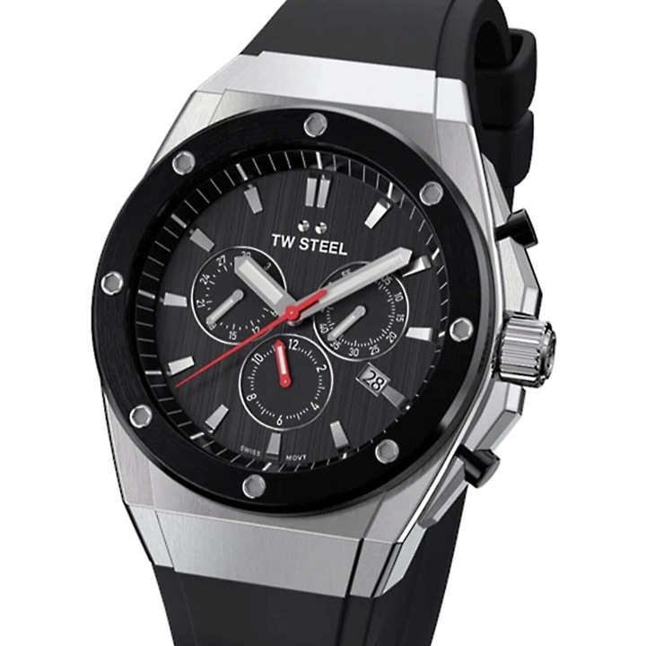 Ceas barbatesc Tw-Steel CE4042, Quartz, 44mm, 10ATM, Argintiu