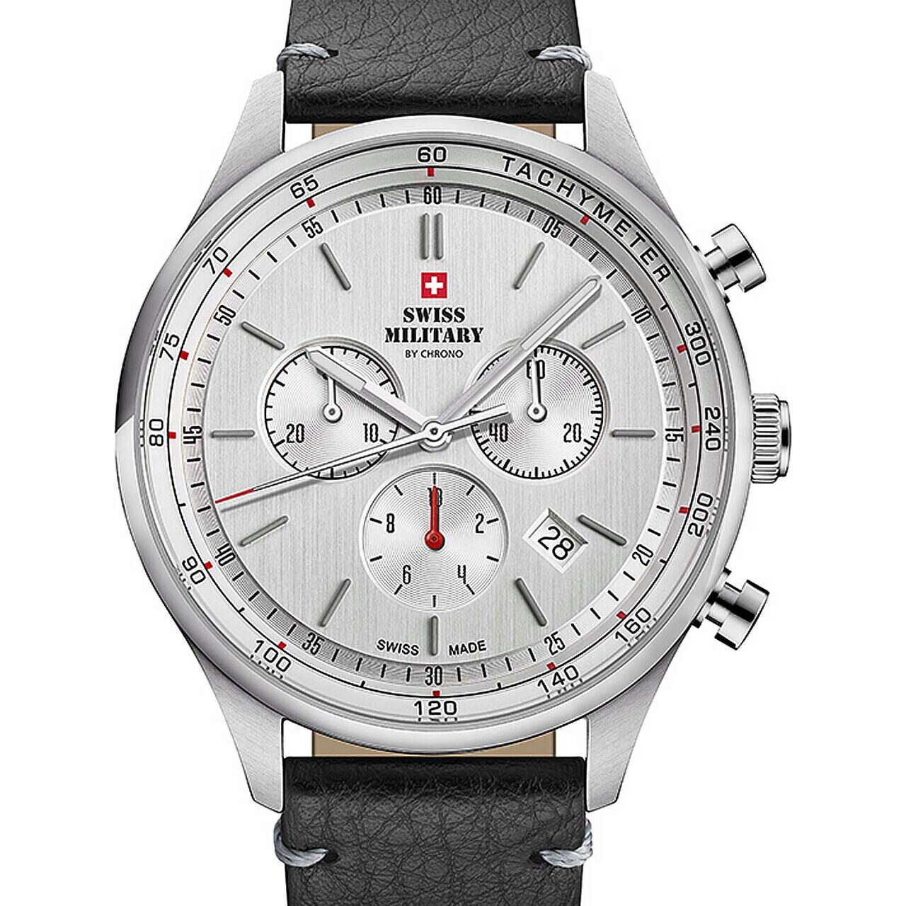 Ceas barbatesc Swiss Military SM34081.07, Quartz, 42mm, 10ATM, Argintiu