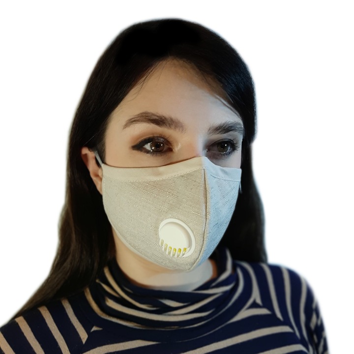 Masca protectie premium cu valva, 2 filtre carbon PM2.5, plus prindere pe cap, in