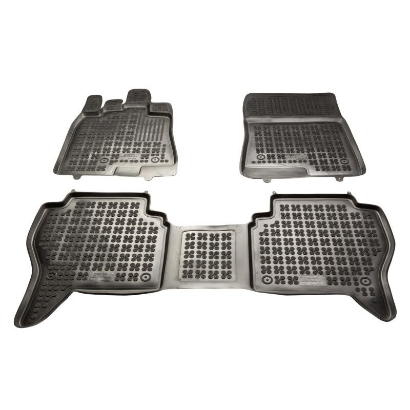 Set 3 Covorase Auto tip tavita Rezaw-Past, Cauciuc, pentru MITSUBISHI PAJERO IV 10.06-, Negru
