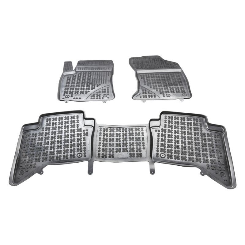 Set 3 Covorase Auto tip tavita Rezaw-Past, Cauciuc, pentru TOYOTA HILUX VIII 05.15-, Negru