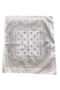 Esarfa tip bandana, cu imprimeu, bumbac, alba, 54 x 54 cm Esarfa tip bandana, cu imprimeu, bumbac, alba, 54 x 54 cm