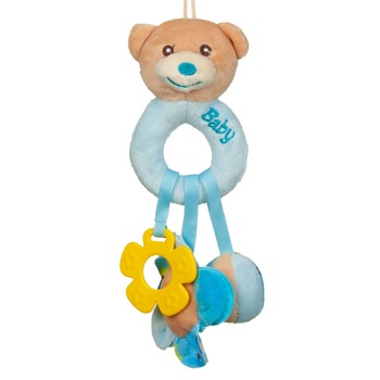 Jucarie zornaitoare din plus, Zola®, cu jucarii atarnatoare, albastru, 25 cm Jucarie zornaitoare din plus, Zola®, cu jucarii atarnatoare, albastru, 25 cm