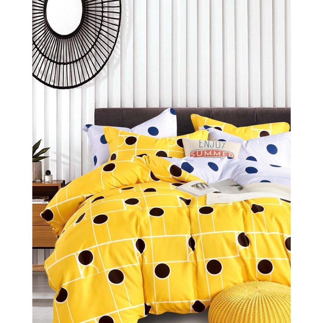 Set Lenjerie de Pat Bumbac Satinat, 4 Piese, Pat 1 Persoana, Buline