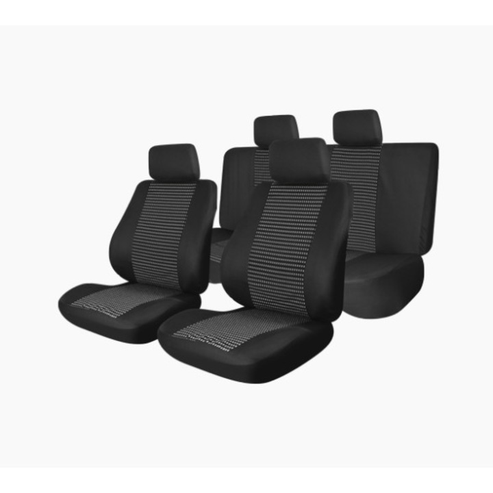 Комплект калъфи за столове Smartic Traffic, Текстилен материал, 9 части, Черен