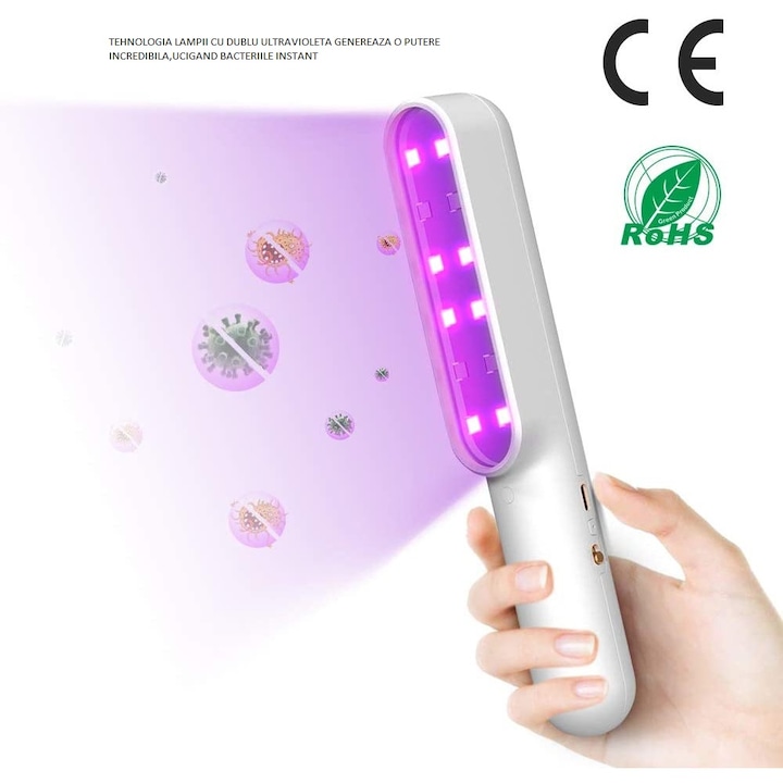 Lampa UV Tip Bagheta Bactericida Cu Sterilizator UV-C Cu Led-uri Pentru Dezinfectare Toate Suprafetele ,Alimentare USB ,GAIA