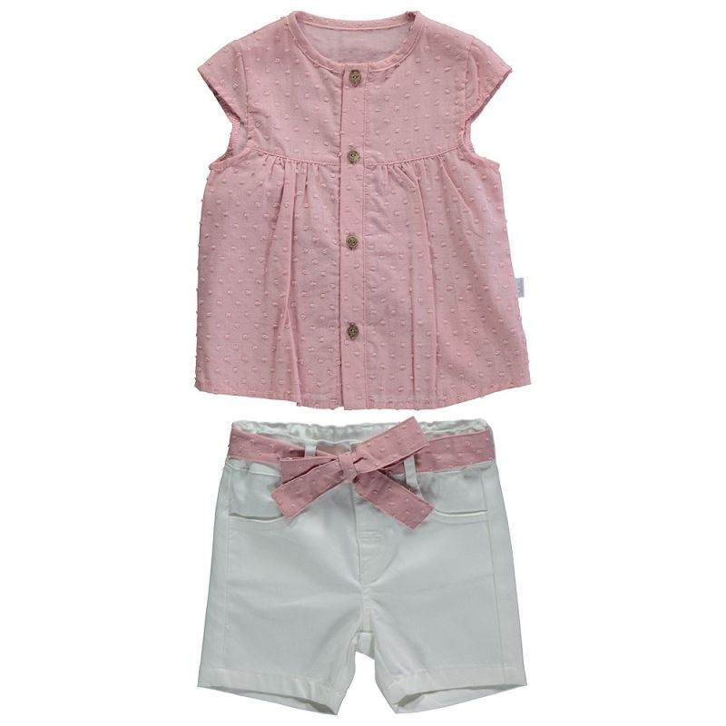 Compleu Bebetto - Woven Ballons, camasa si pantalon scurt