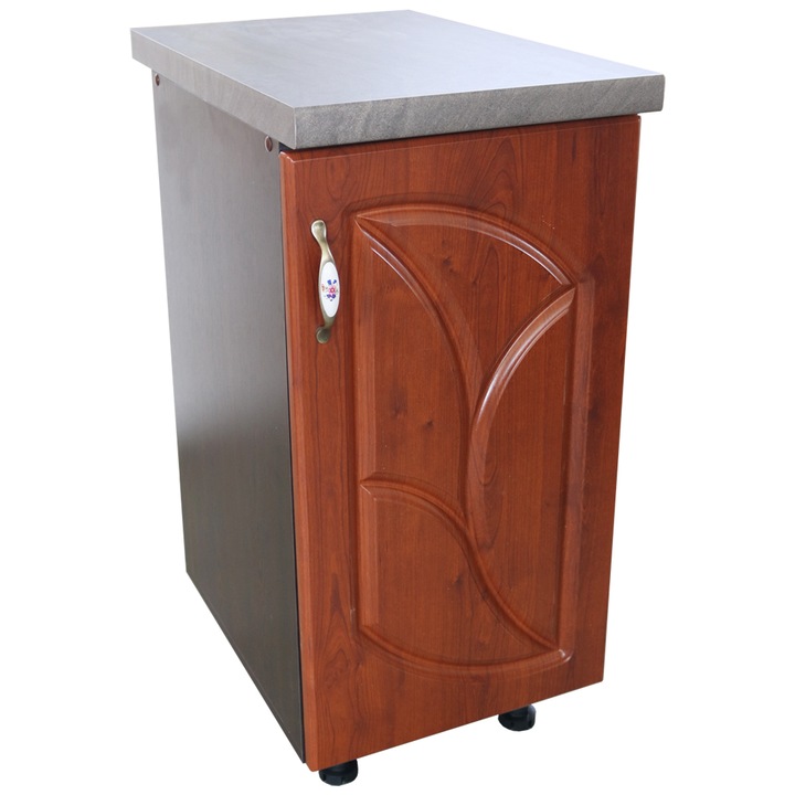 Corp inferior cu 1 Usa Dreapta Zebra, Wenge/MDF Cedru Frunza, blat Beton 40 x 85 x 60