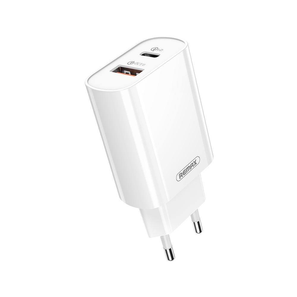 Incarcator Priza Remax, Quick Charge USB/USB Type-C, QC 3.0 18W, Alb