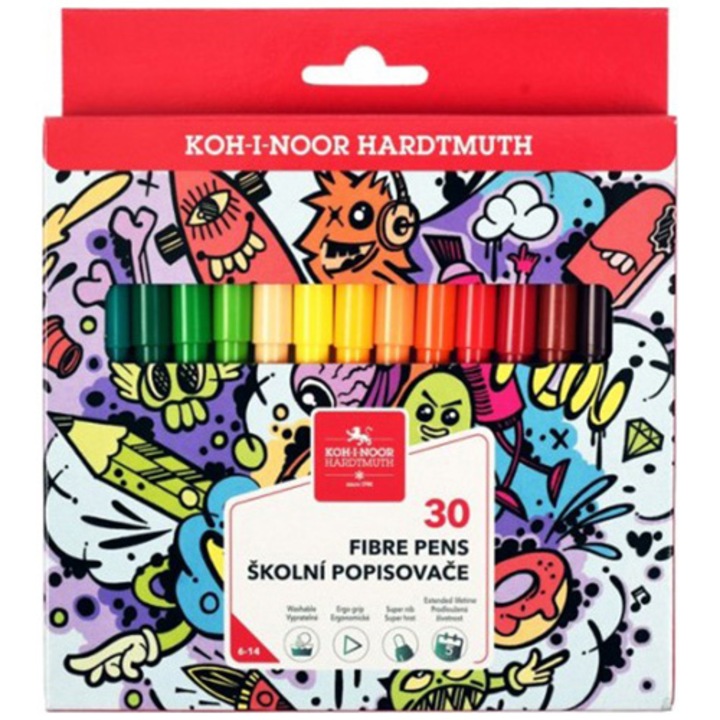 30 színes Koh-I-Noor Teenage kártya készlet