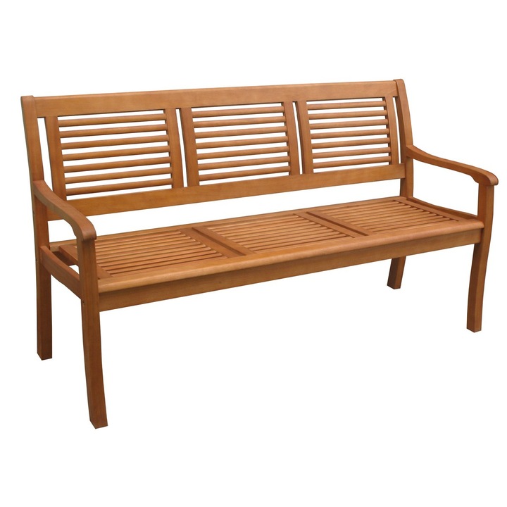 DacEnergy © kerti pad, eukaliptuszfából, karral és háttámlával, 3 személyes, 157,5 x 61,5 x 89,5 cm, natúr