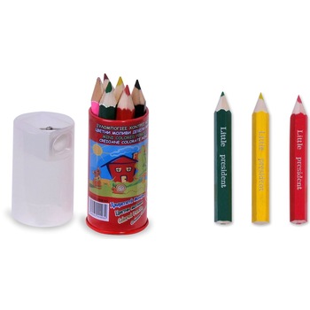 Creioane colorate, Zola®, 6 bucati, cu ascutitoare groasa Creioane colorate, Zola®, 6 bucati, cu ascutitoare groasa