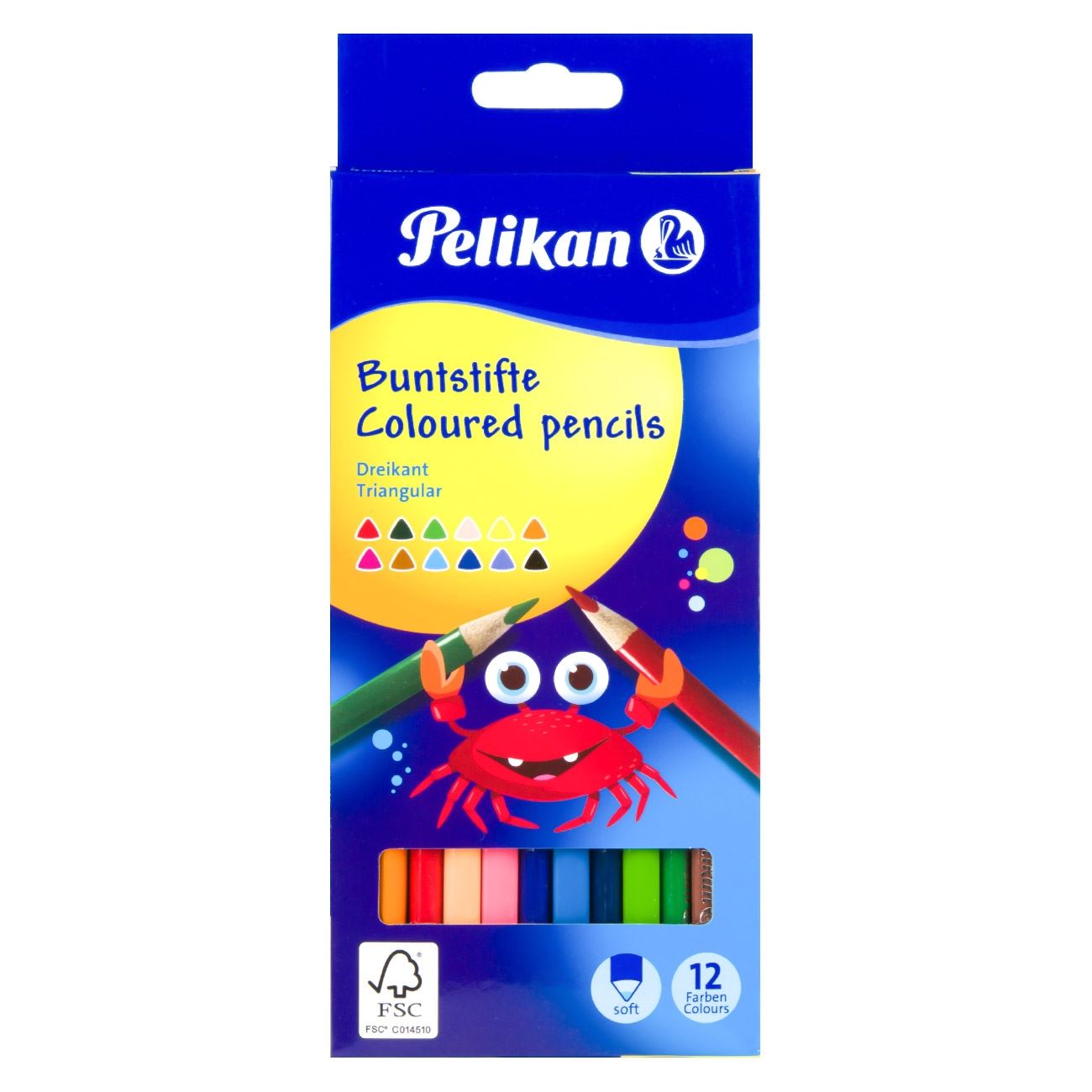 Creioane colorate, Pelikan, 12 bucati, triunghiulare, diferite culori